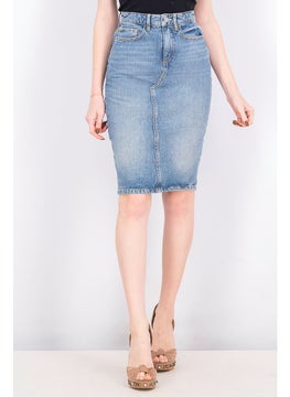 Buy Women Five Pocket Denim Skirt, Blue in Saudi Arabia