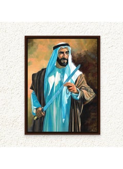 اشتري Art Decor Framed Canvas Wall Art of Sheikh Zayed bin Sultan Al Nahyan Former President of UAE Sheikh Portrait Painting Print Wall Decor for Office Living Room Gifting في الامارات