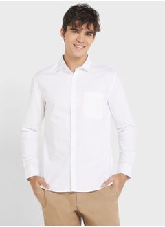 اشتري White Classic Slim Fit Casual Cotton Shirt في الامارات