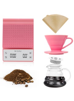 Buy Drip Brew Set Contains Pieces To Drip And Filter Coffee pink (V60 Drip set 4 pcs) in Saudi Arabia