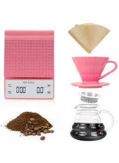 Buy Drip Brew Set Contains Pieces To Drip And Filter Coffee pink (V60 Drip set 4 pcs) in Saudi Arabia