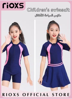 Buy Girls' Two Pieces Rash Guard Swimming Set Quick Dry Surfing Bathing Swimwear Suits Shorts Dress Beach Sport Swimwear in Saudi Arabia