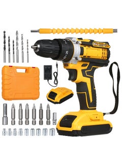 اشتري Cordless Drill Driver Kits with 2 Battery 21V Hand-held Electric Drill with 3/8inch Keyless Chuck LED Work Light for Drilling Wall Bricks Wood Metal Toolbox Package في السعودية