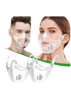 اشتري 3D Clear Face Mask, Reusable Clear Face Shield with Breathing Valve, Protect Lipstick Lips Transparent Full Face Mask Sport Perfect Fit for Face Reusable Washable (2 Pcs) في السعودية