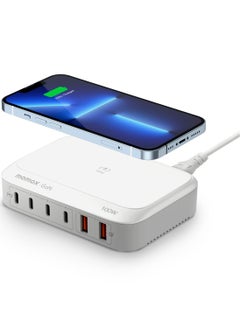 Buy Q.PLUG BOX GaN 100W 6 Port USB-C PD & USB-A QC3.0 / [15W] Wireless Universal Charger - White in UAE