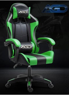 Buy AGD High Back Gaming Chair, Adjustable Faux Leather Computer Chair, Ergonomic Design Lumbar Support with Ergonomic Headrest and Armrest (Green) in Saudi Arabia