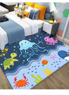 اشتري Classic Cartoon Ocean Animal Theme Baby Play Mat Kids Room Carpet Super Absorbent Decoration Rug for Bedroom Easy to Clean Playing Area Mat 100 x 200 Centimeter في الامارات