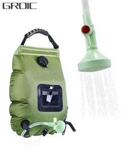 Buy Solar Shower Bag, Portable Heating Camping Shower Bag 5Gal(20L)Water 45°C with Removable Hose and On-Off Switchable Shower Head for Outdoor Camping in UAE