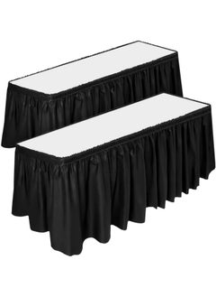 اشتري 2 Pack Table Skirts, 29 In X 14 Ft Each, Multi Pack -Bpa Free- Plastic Tableskirt, Disposable, Reusable, Rectangular Tablecloth Skirt, Black (2 Pack) في السعودية