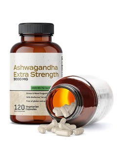 Buy Ashwagandha Capsules Extra Strength 3000mg - Stress Relief Formula, Natural Mood Support, Stress, Focus, and Energy Support Supplement, 120 Capsules in Saudi Arabia