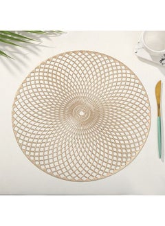 اشتري Elias Round Placemat Silver-Colored of Gold 38cm, PVC Placemats Hollow Out Washable and Wipeable Gold Circle Place Mats Dining Table Mats for Anniversary Dinner Kitchen Decorations في السعودية