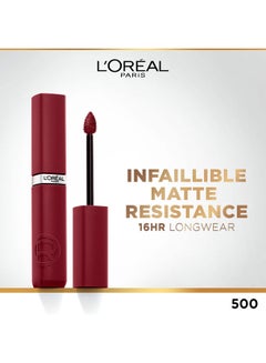 Buy L'Oréal Paris Infaillible Matte Resistance Liquid Lipstick With Hyaluronic Acid - 500 Wine Note? in UAE
