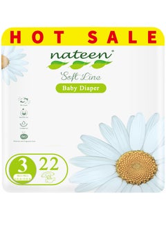اشتري Nateen Soft Line Baby Diapers,Size 3(4-9kg),22 Count Diapers,Super Soft,Breathable Baby Diaper. في الامارات