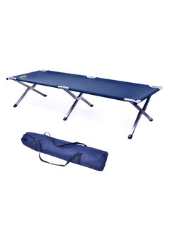 اشتري Heavy Duty Camping Bed Double Layer Oxford Strong Sleeping Cots with Carry Bag for Adults & Kids Portable Travel Folding Camping Cots for Home Office Outdoor Beach Vacation (Blue) في الامارات