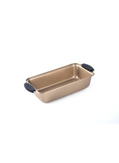 Buy Rectangular Carbon Steel Loaf Pan With Soft Touch Silicone Grip Gold/Black 29.5x15x6cm in Saudi Arabia