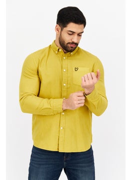 اشتري Men Regular Fit Brand Logo Long Sleeves Shirt, Mustard في السعودية