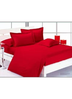 Buy 6-Piece King Size Duvet Cover Set Cotton Blend Red 220x240cmcm in UAE
