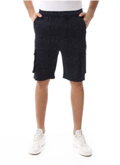 Buy Elastic Waist Cargo Shorts_Heather Navy Blue in Egypt