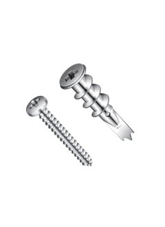 اشتري Self-Drilling Drywall Anchors, #8 Hollow-Wall Anchor Kit with Zinc Screws, Heavy Duty Wall Anchors for Easy Installation, 75LB Hanging and Mounting, 100 Pcs (50 Anchors+50 Screws) في السعودية