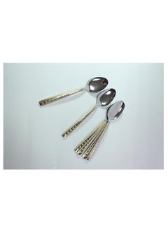 Buy Stainless Steel Spoons Set of 6Pieces - Silver and gold small size in Egypt