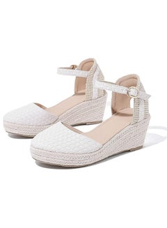 Buy Women's Closed Toe Espadrille Dressy Platform Sandals Ankle Strap Cutout Casual Wedge Braided Sandal in Saudi Arabia