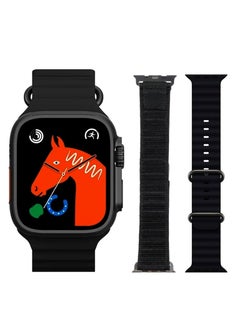 اشتري Ultra 8 Smart watch Series 8 I S8 49mm 1.99 Inch Screen 4 Small Game Dual Straps Ultra8 Smart Watch with Ocean + Silicone Strap Black في مصر