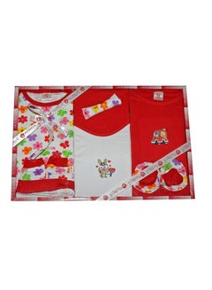 Buy New Born Baby Gift Set In Red Color 8 Pcs in UAE