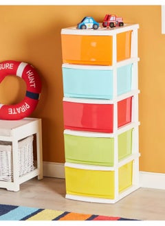 Buy Plastic storage drawer with 5 shelves, multi-colour in Saudi Arabia