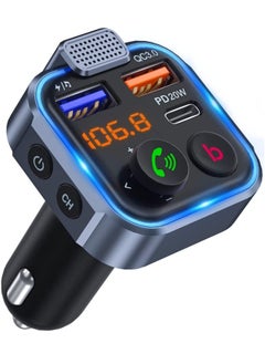 اشتري Bluetooth FM Transmitter for Car, [Upgraded Type-C] PD 30W Quick Charging Bluetooth Car Adapter with Hands-Free Calling, Wireless FM Radio Receiver Music Player/Car Kit Support SD Card & USB في الامارات