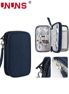 Buy Electronic Accessories Bag,3-Layer Waterproof Travel Cable Organizer Bag With Hanging Rope And Zipper,For Tech Electronic,Cord,Charger,SD Card,Flash Drive,Phone,Navy Blue in Saudi Arabia