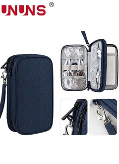 اشتري Electronic Accessories Bag,3-Layer Waterproof Travel Cable Organizer Bag With Hanging Rope And Zipper,For Tech Electronic,Cord,Charger,SD Card,Flash Drive,Phone,Navy Blue في الامارات