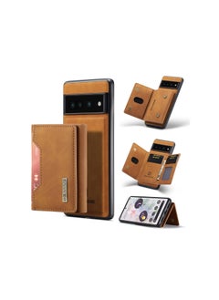 Buy Wallet Case for Google Pixel 7 Pro, DG.MING Premium Leather Phone Case Back Cover Magnetic Detachable with Trifold Wallet Card Holder Pocket (Brown) in Egypt