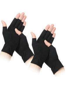 Buy 2 Pair Unisex Half Finger Gloves, Sunscreen Gloves UV Protection Sunblock Gloves for Driving Riding Fishing Golfing Outdoor Activities Fingerless Gloves in Common Size (Black) in UAE