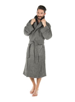 اشتري Grey Color Unisex Hotel Spa Terry Bathrobe 100% Cotton Dressing Bathrobe XL Size Nightwear في الامارات