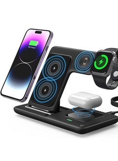 Buy 3-In-1 Wireless Charger - Black (With US Charging Head) in UAE