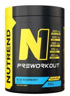 Buy N1 Pre Workout Sugar Free 510 Grams, Blue Raspberry in UAE