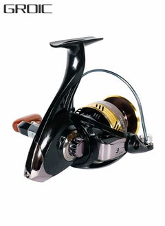 Buy Fishing Reel Wheel Full Metal Wear Resistant Foldable Spinning Wheel Waterproof with Wooden Handle for Seawater Freshwater in Saudi Arabia