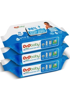 اشتري Pure Water Baby Wipes Gentle And Refreshing Wet Wipes For Your Newborn Pack Of 3X72 Pcs With Lid في الامارات