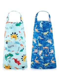 Buy 2 Pcs Kids Dinosaur Aprons With Pocket Children Kitchen Aprons Boy Cartoon Chef Baker Aprons For Cooking Painting () in Saudi Arabia