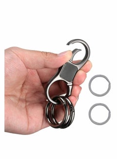 Buy Key-Chain with Quick-Release Spring Clip Keyrings, Detachable Key Chain with Horseshoe Shape D - Heavy Duty Car Keychain for Men or Women (Black) in Saudi Arabia