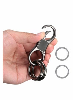 Buy Key-Chain with Quick-Release Spring Clip Keyrings, Detachable Key Chain with Horseshoe Shape D - Heavy Duty Car Keychain for Men or Women (Black) in Saudi Arabia