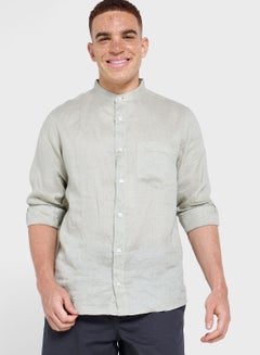 Buy Linen Regular Fit Stand Collar  Shirt in Saudi Arabia