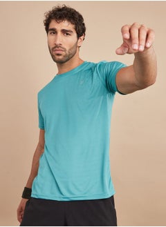 Buy Regular Dry Fit Active T-Shirt with Logo Detail in Saudi Arabia