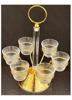 Buy One-Piece Innovative Stainless Steel Coffee Cup Holder Stand for 6 Cups, Gold/Clear in Saudi Arabia