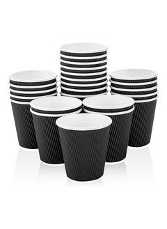 اشتري 50-Piece Triple Wall Ripple Hot Paper Disposable Coffee Cups 8 Ounce في الامارات