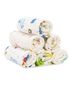 اشتري 6 PCS Baby Bath Set Baby Face Cloth,Newborn Baby Clothes Baby Wipes For Newborn, Wash Cloths for Face & Body, Organic Baby Wipes, Soft Baby Towels, Baby Wash Cloth (Random Pattern) في الامارات