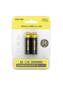 Buy Beston Rechargeable AA Battery 1.5V Micro USB - Pack of 2 in UAE