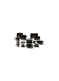 Buy Lotus Teachip 62 Piece Porcelain Dinner Set, Black 8005#15 in Egypt