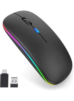 Buy LED Wireless Bluetooth Mouse Slim 2.4GHz Rechargeable Silent Bluetooth Mouse with 3 Adjustable DPI for Notebook, PC, Laptop, Computer in UAE