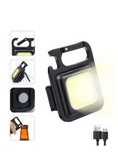 اشتري Small Flashlight Keychain Light 800 Lumens Bright Mini Flashlight Rechargeable 4 Light Modes Portable Pocket Flashlight with Folding Stand Magnetic Base Bottle Opener for Camping Walking في الامارات